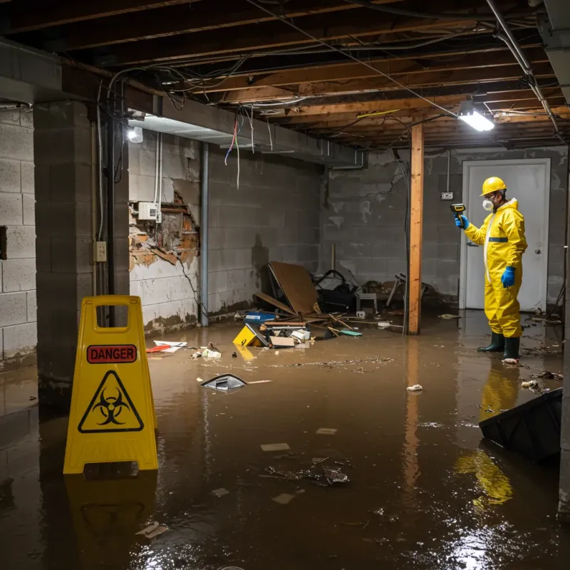 Flooded Basement Electrical Hazard in Albany, IN Property