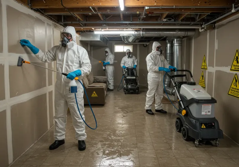 Basement Moisture Removal and Structural Drying process in Albany, IN